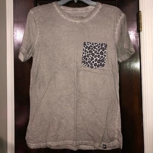 Fashion Tee w/ Cheetah Print Pocket